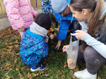 Společné sázení darovaných krokusů od našeho města :-).
